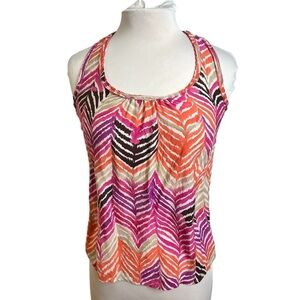 Trina Turk Silk Chevron Racerback Tank - Medium